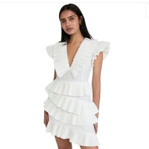 NWT New Celia B CeliaB Bjorn Elegant White Ruffled Mini Dress.  Size M